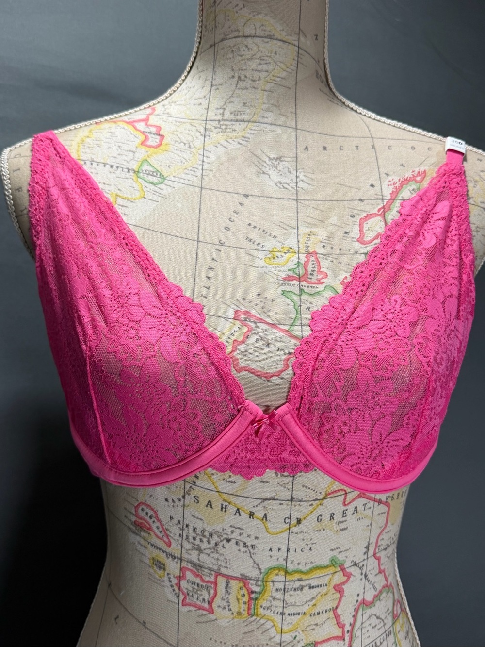PINK Victoria's Secret Hot Pink Lace Underwire Bra